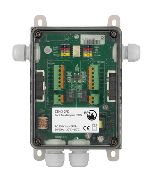 Field device used to monitor and control up to 2 motorized fire dampers